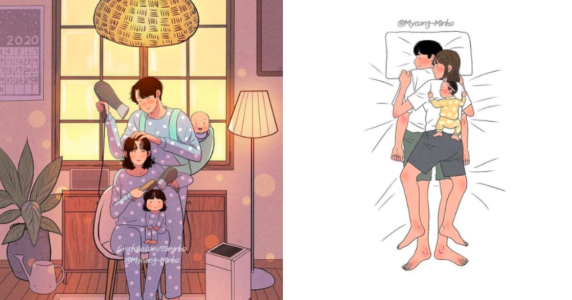 永遠把妻子放前面！韓國戀愛感爸爸插畫：「孩子會長大，而妳才是陪伴我一生的人」