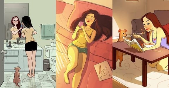 日常插畫｜「孤單有時，脆弱有時」單身女子愛自己的 9 個獨處時光