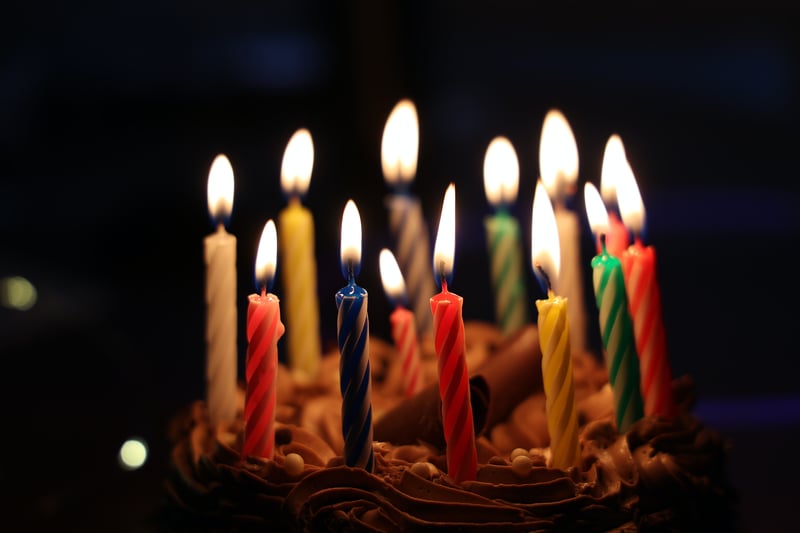 生日蛋糕與蠟燭。