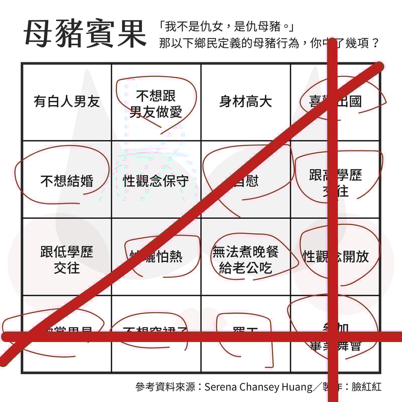 母豬賓果：「我說在座的各位，都是母豬」