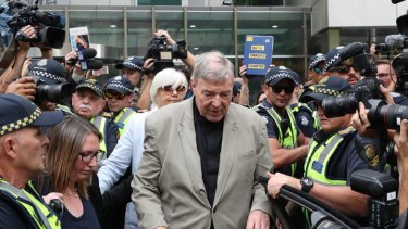 Catholic Cardinal George Pell leaving the County Court in Melbourne on Tuesday.
